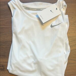 Nike White Sleeveless Tank Top with Gray Logo